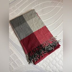 Red, grey, and black soft scarf